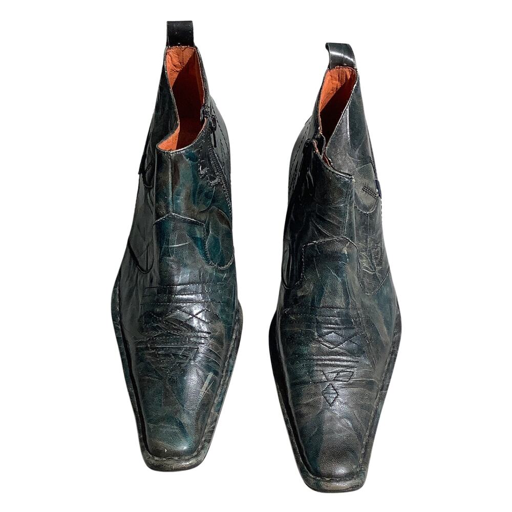 Robert Wayne Western Ankle Boots Leather Men’s 10 — Side Zip, Dress, Statement